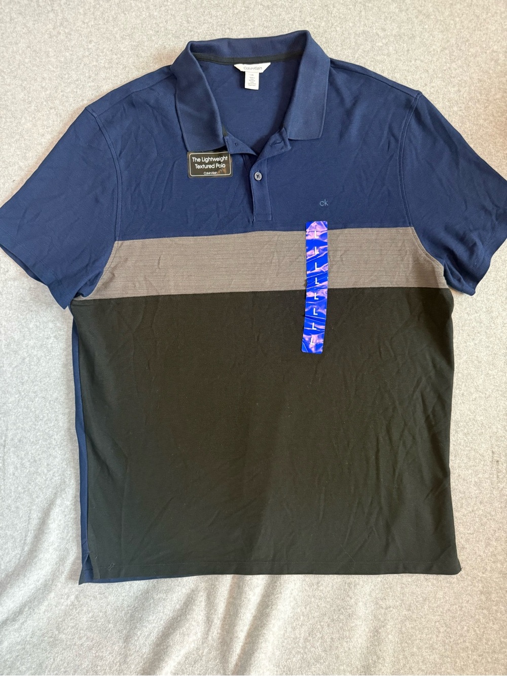 Calvin Klein Men’s Colorblock Polo Shirt - Navy/Gray/Black